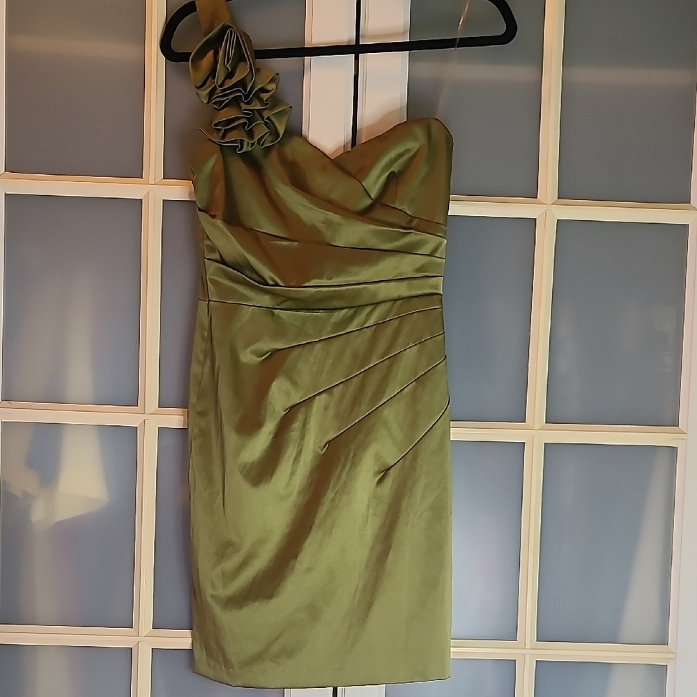 Y2K Mystic One-Shoulder Olive Dress